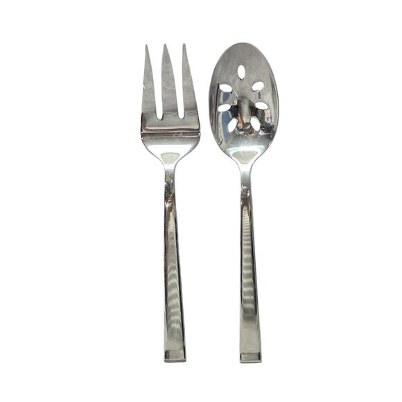 Dansk 18/10 Meridian Stainless Pierced Serving Spoon & Fork Salad Set Cutlery - Picture 1 of 7